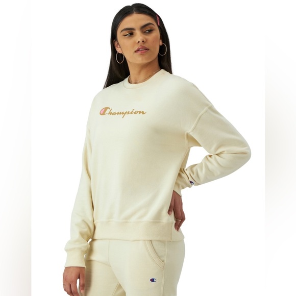 Champion Power-blend Crewneck Sweatshirt, Script Logo NWT - Picture 2 of 7